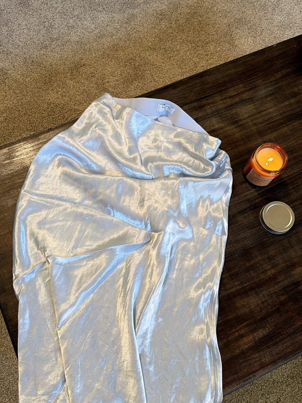 Aritzia Babaton Silky Satin Slip Skirt - Shimmering Sky Blue